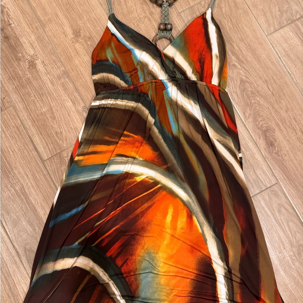 COPY - VENUS Orange Brown Spaghetti Strap Maxi Sundress